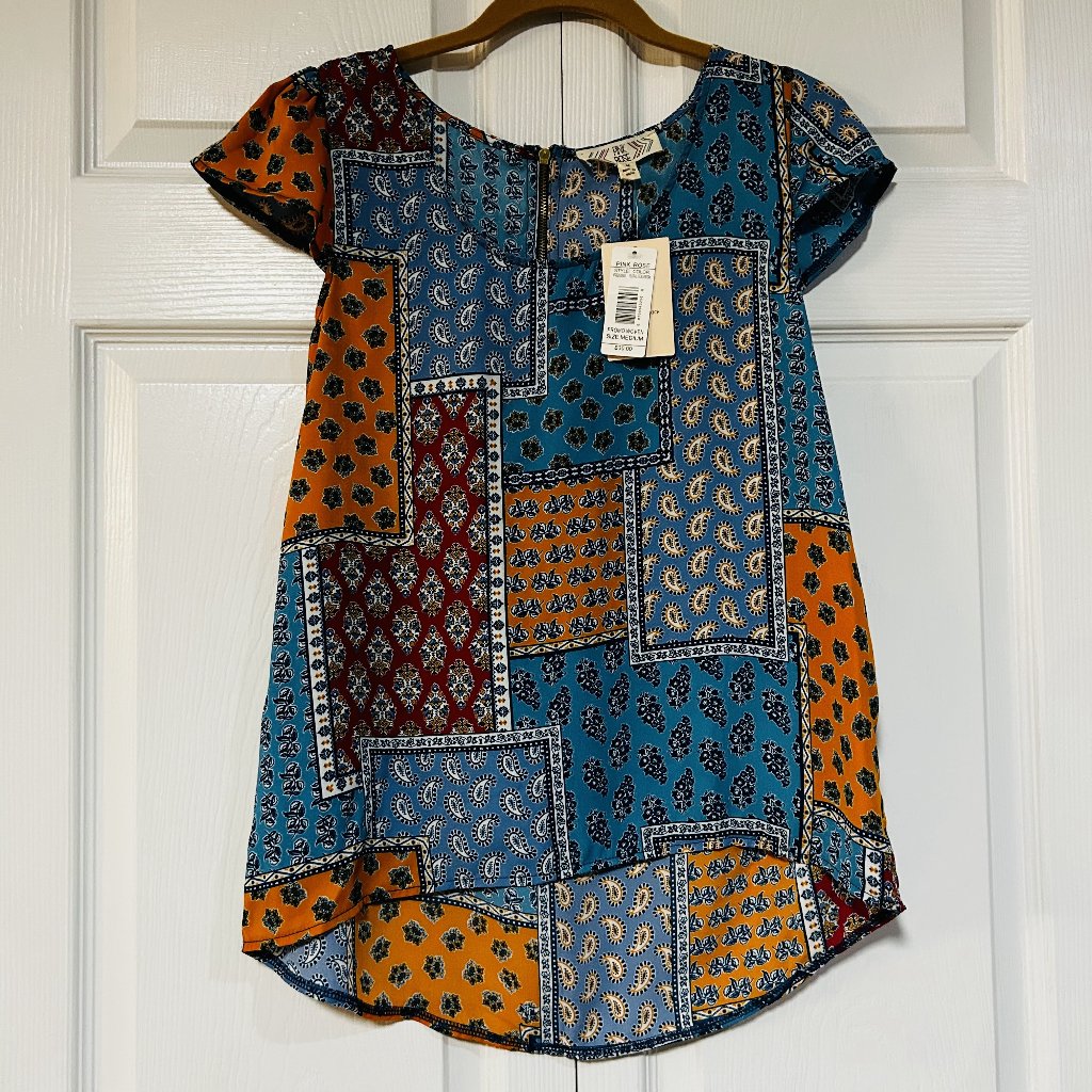 Nwt Patchwork Pattern Blouse